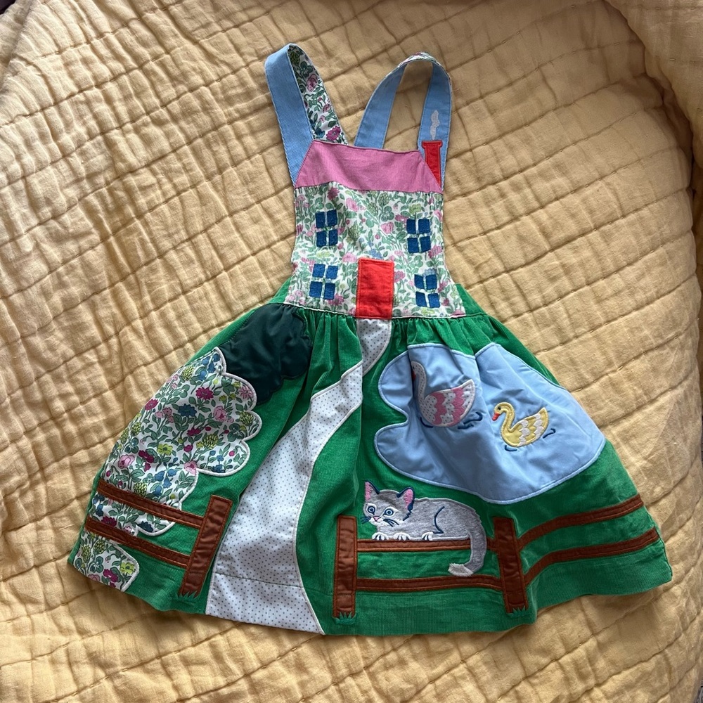 Mini Boden Pinafore dress Animal Appliqué